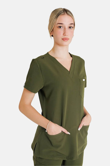 Dr. Scrub Γυναικεία Ιατρική Μπλούζα Χακί