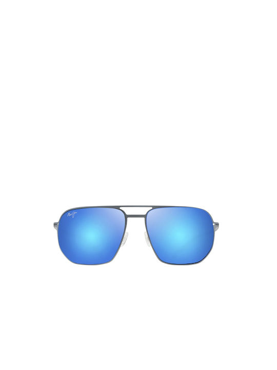 Maui Jim Sharks Cove Sonnenbrillen mit Gray Rahmen und Blau Polarisiert Spiegel Linse 605-03
