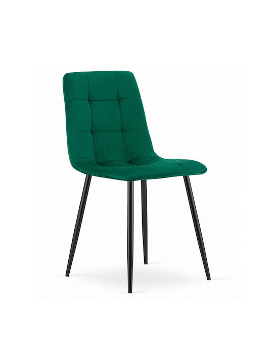 Kara Dining Room Velvet Chair Green and Black 44.5x50.5x87cm