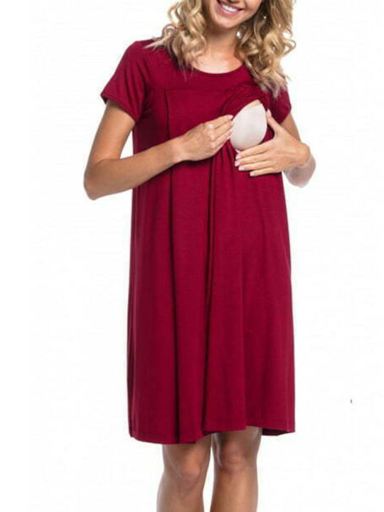 Queen Mother Summer Short Sleeve Maternity Dress red