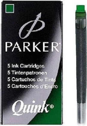 Parker 5 Ανταλλακτικά Μελάνια για Στυλό Πράσινα