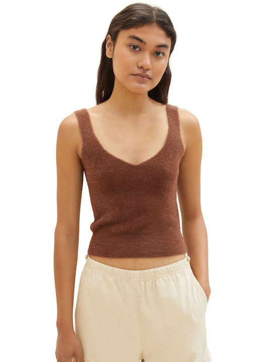 Tom Tailor Women's Sleeveless Sweater Roasted Coffee Brown