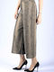 Women's High-waisted Fabric Capri Trousers Beige