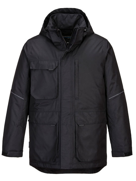 Portwest Arbeitsjacke Reflektierend mit Kapuze Schwarz