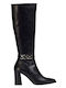 Wonders Leather Women's Boots with Zipper Black