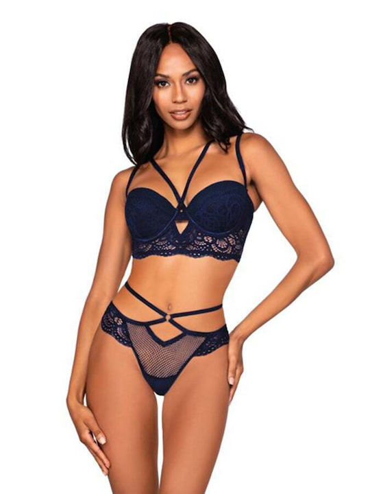 Dreamgirl Σετ Εσωρούχων με String Μπλε