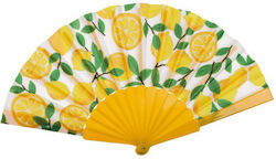 Plastic Carnival Fan (Μiscellaneous Designs) 23 cm - Lemon