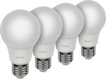 Philips Lamp Λάμπα LED για Ντουί E27 και Σχήμα A60 Φυσικό Λευκό 806lm Dimmable