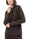 Women's Long Sleeve Sweater with Hood Brown