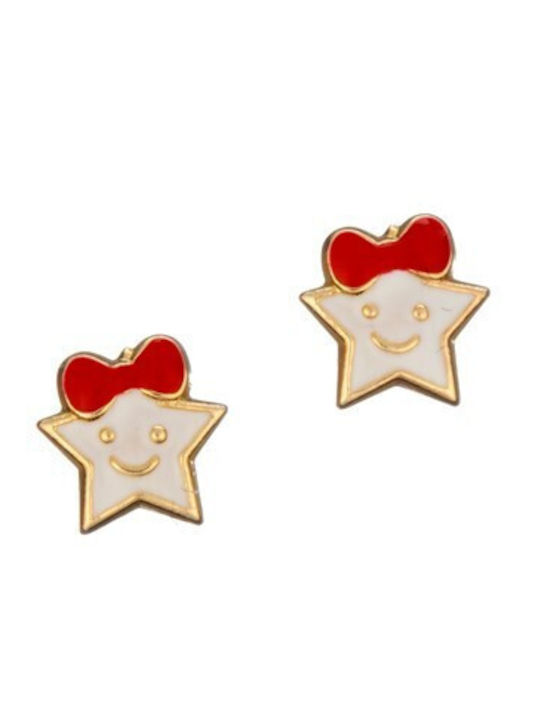 Papoulidis Jewellery Cercei pentru copii Studs Stele din Aur 9K