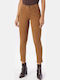 Damen Hoch tailliert Stoff Capri Hose in Schlanker Passform Light Brown