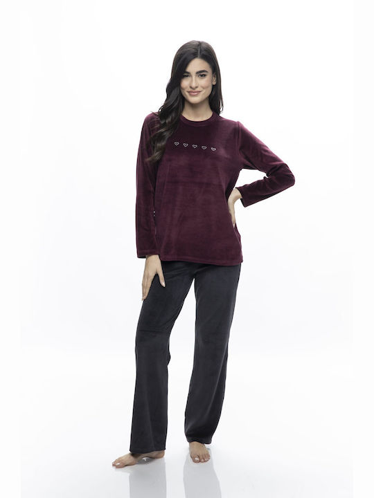 Galaxy Winter Women's Pyjama Set Velvet Bordeaux