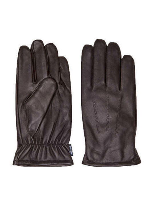 Only & Sons Unisex Leather Gloves Brown