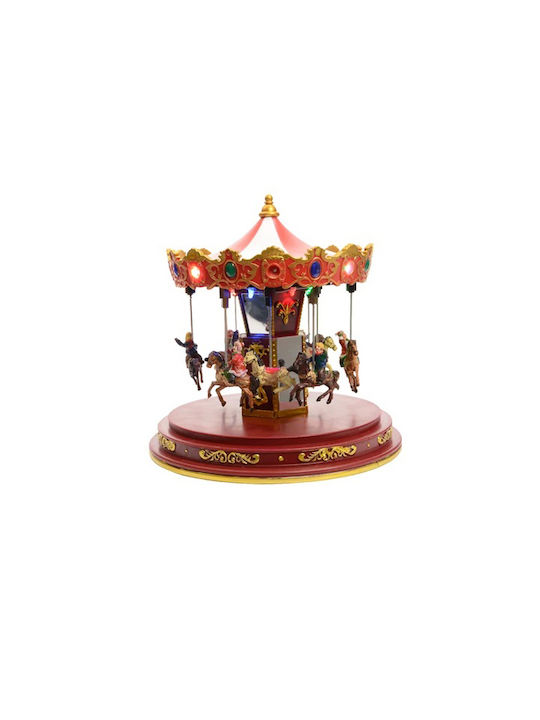 Kaemingk Christmas Illuminated Decorative Carousel with Electric with Movement 25x24x24cm.