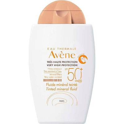 Avene Eau Thermale Fluide Mineral Teinte Waterproof Sunscreen Cream Face SPF50 with Color 40ml