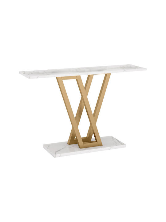 Wirmo Wooden Console Table White Marble / Gold ...