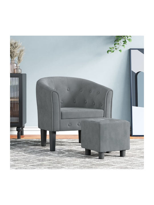 Armchair with Footstool Dark Grey 70x56x68cm