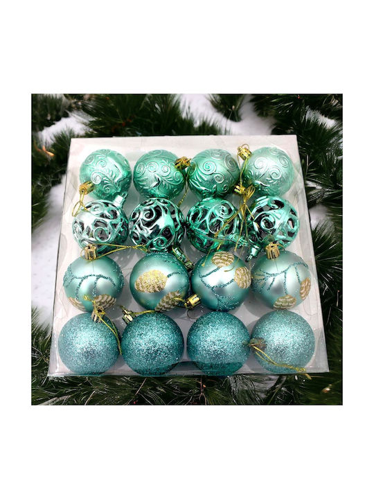 Ornament suspendat Glob Turcoaz 6buc Set 16buc