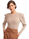 Εντυπωσιακουσ Ωμουσ Women's Sweater Beige.