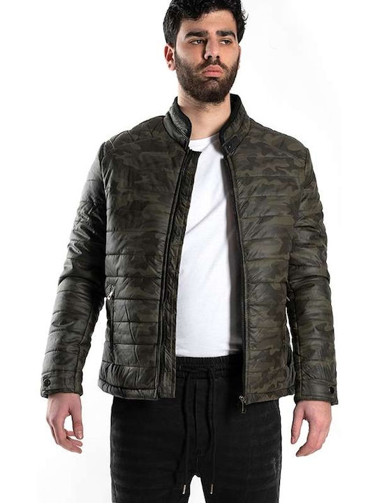 Eco-leather Camouflage Men's Winter Jacket Haki