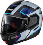 Nolan N90-3 Classic N-Com 8 Flip-Up Helmet with Pinlock and Sun Visor ECE 22.06 Lighthouse 50 White/Blue