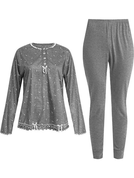 Ribeiie Winter Damen Pyjama-Set Grey