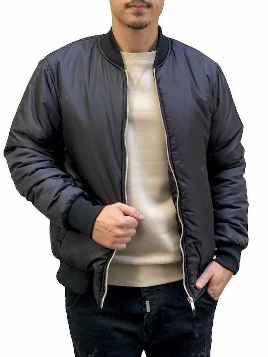 Huxley & Grace Herren Winter Jacke Bomber ΜΑΥΡΟ