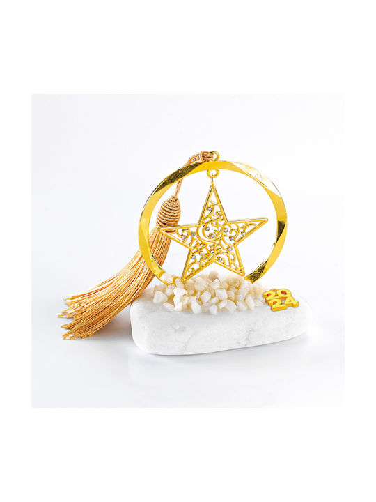 Adorex Handmade Tabletop Lucky Charm Star Σε Βότσαλο Gold made of Metal 2024 7x9cm 1pcs