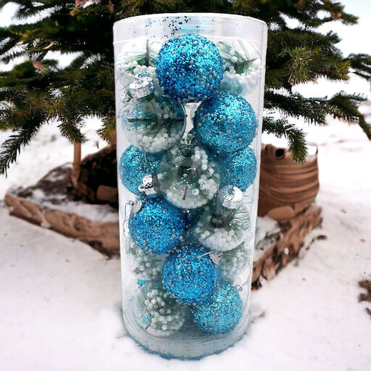 Hanging Ball Ornament Ornament Blue 5.7cm Set 24pcs