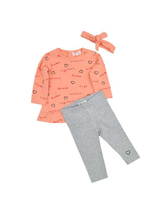 Babybol Kids Set with Shorts Summer 3pcs Pink-Grey