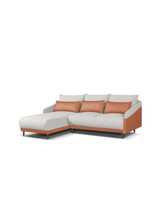 Marcien Γωνιακός Καναπές Κρεβάτι με Αναστρέψιμη Γωνία Cream / Terracota 224x176εκ.