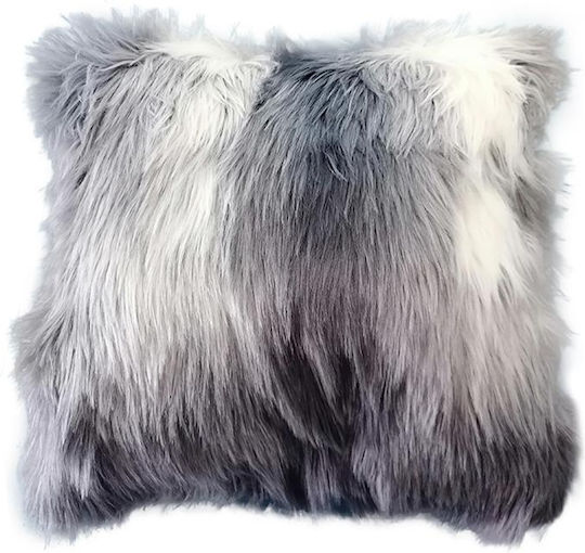 Fylliana Sofa-Kissen 23384 aus Pelzige Grau-Weiß 60x60cm