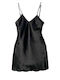 Topaki Winter Satin Women's Nightdress Black