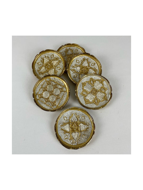 Round Coaster Wooden Gold 10cm 4pcs