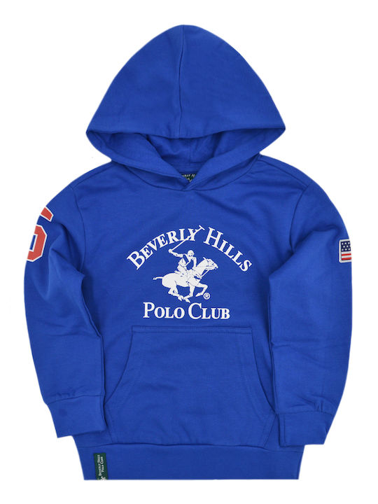 Beverly Hills Polo Club Детски суитчър с качулка и джобове Blue