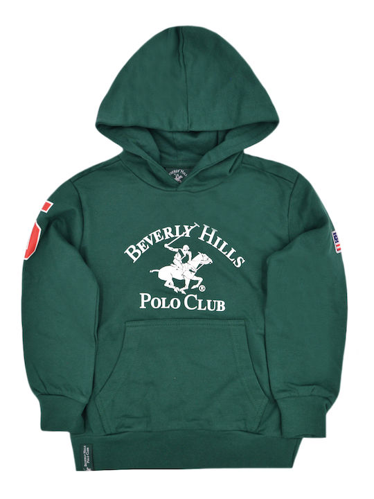 Beverly Hills Polo Club Детски суитчър с качулка и джобове Green