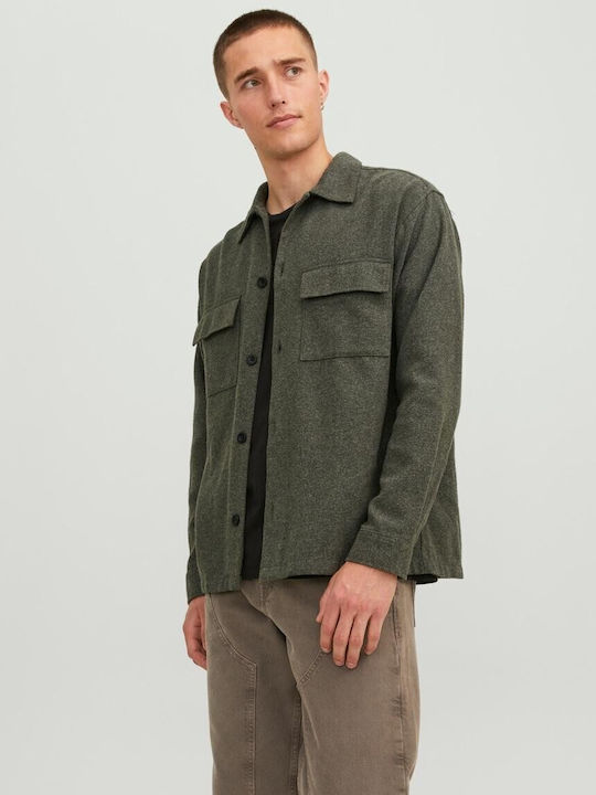 Jack & Jones Ανδρικό Πουκάμισο Overshirt Μακρυμάνικo Χακί