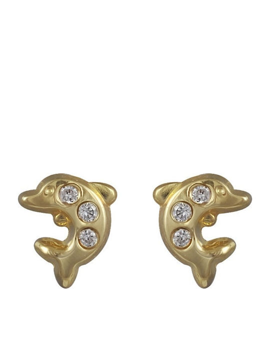 Kids Earrings Studs with Stones made of Gold 9K