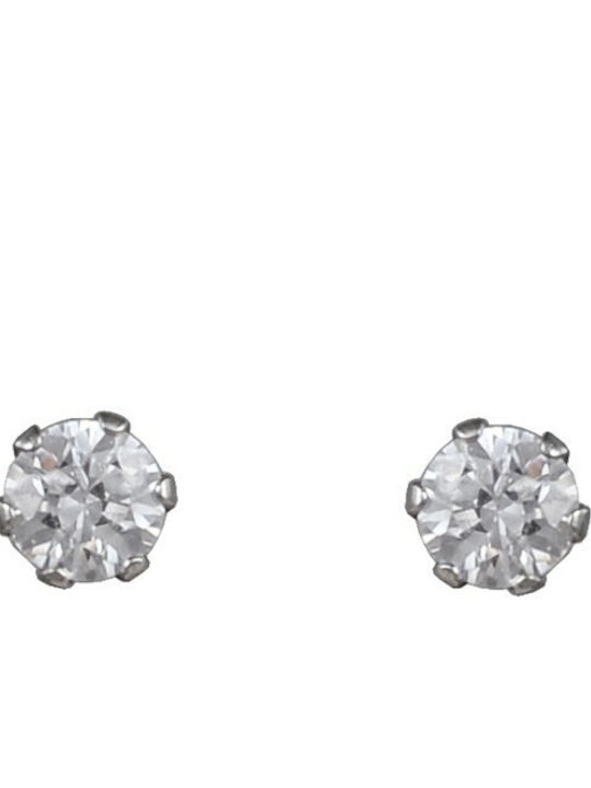 Kids Earrings Studs with Stones made of White Gold 14K