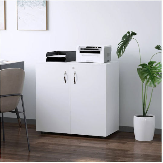 HomCom Büroaufbewahrungsschublade und -schrank Holz mit Rädern und Schloss Weiß 80x40x80cm