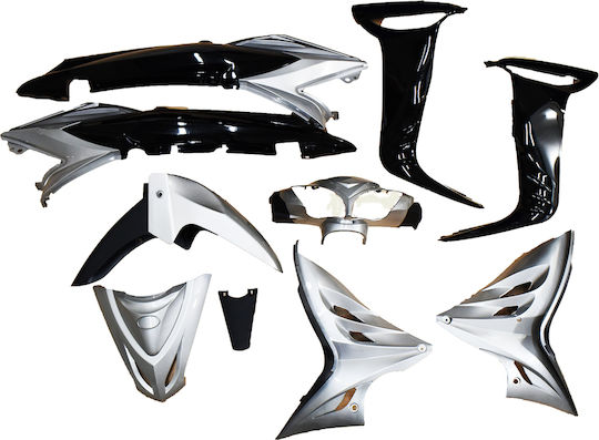 Motorrad Kunststoff-Set Silber 10Stück