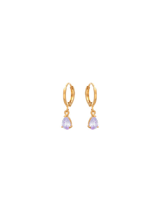 LifeLikes Earrings Hoops Gold Plated with Stones