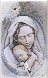 Tasoulis Jewellery Collection Wooden Saint Icon Virgin Mary Holding the Infant 18x29cm