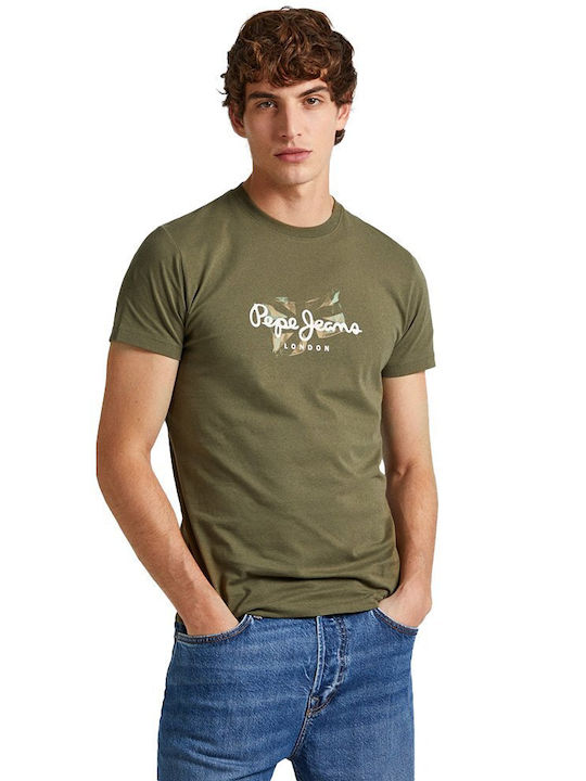 Pepe Jeans Ανδρικό T-shirt Κοντομάνικο Χακί