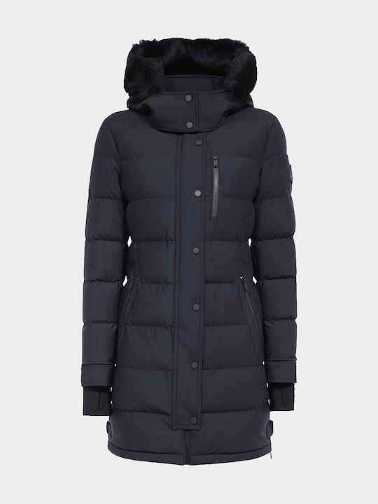 Moose Knuckles Scurt Jachetă de femei Puffer pentru iarnă DarkBlue