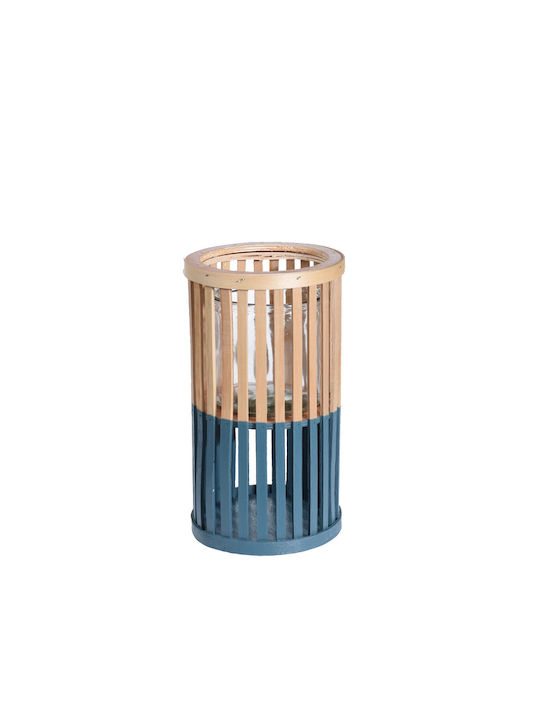 Plastona Wooden Lantern Blue 16x30cm