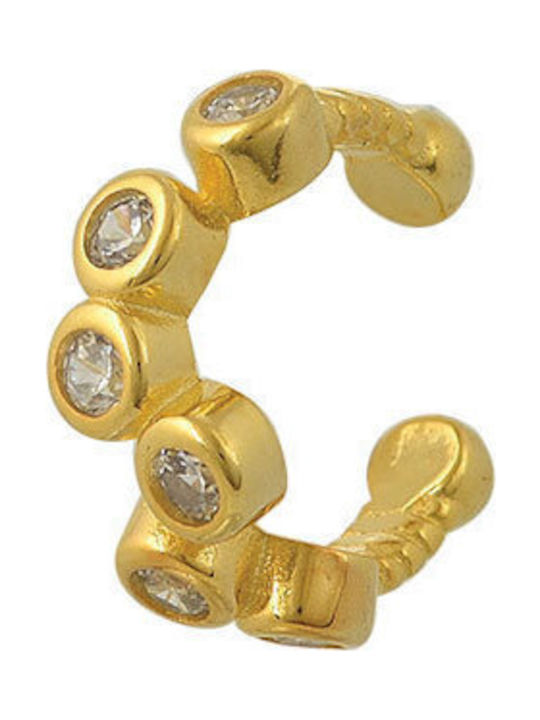 Sava Jewellery Single Gold-Plated Silver Cuff Earring with Stones