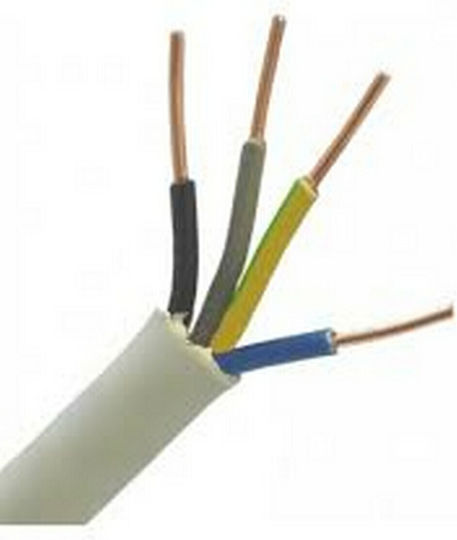 Nym A05vv-u Καλώδιο Ρεύματος τύπου NYM με Διατομή 4x6mm² σε Λευκό Χρώμα 1m