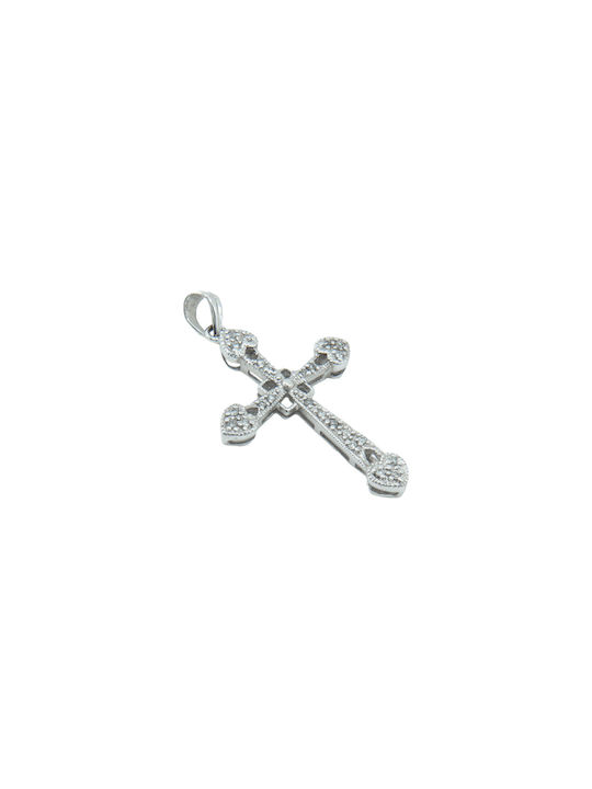 Women's White Gold Cross 18K