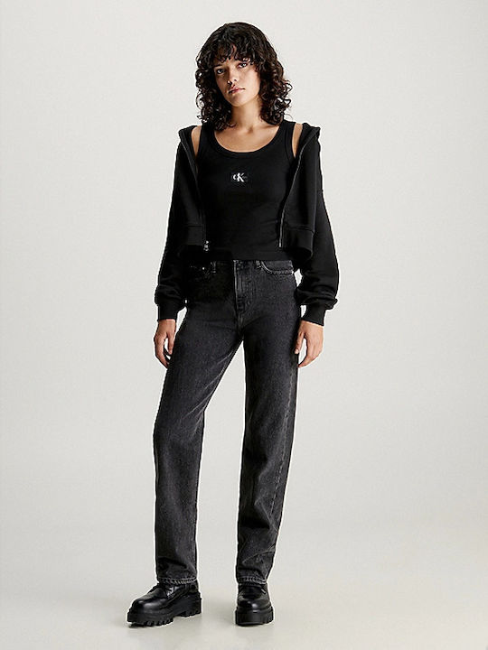 Cropped Women's Sweatshirt Jacket Hooded Black